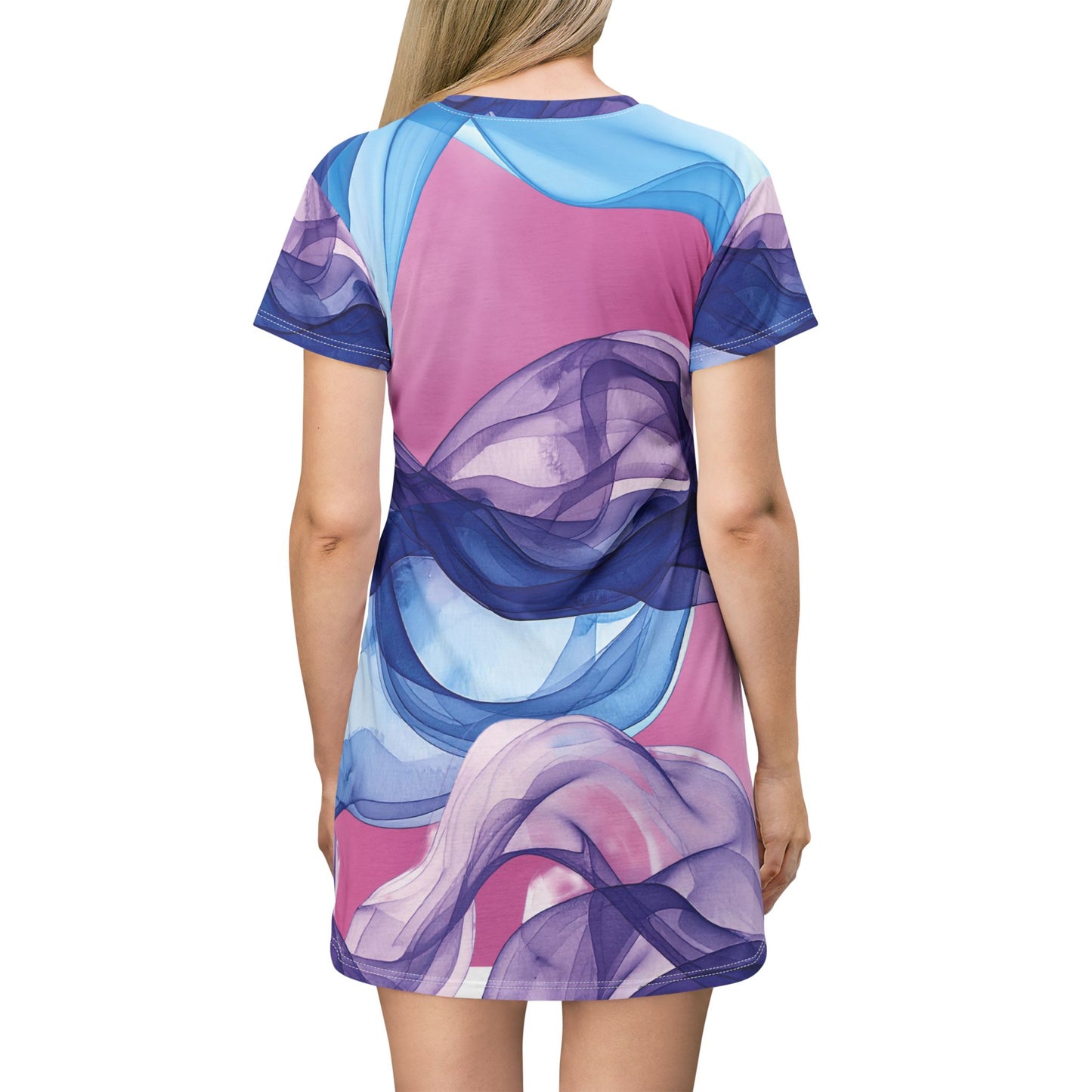 Blue, Pink and Lilac Tie Dye T-Shirt Dress