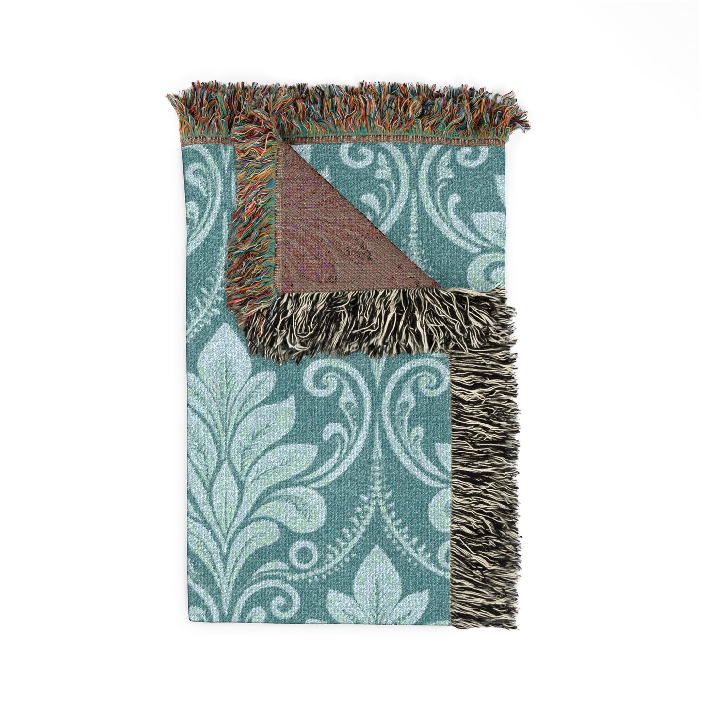 Damask Woven Throw Blanket — Classic Floral Pattern, Cozy Sofa & Bed Blanket