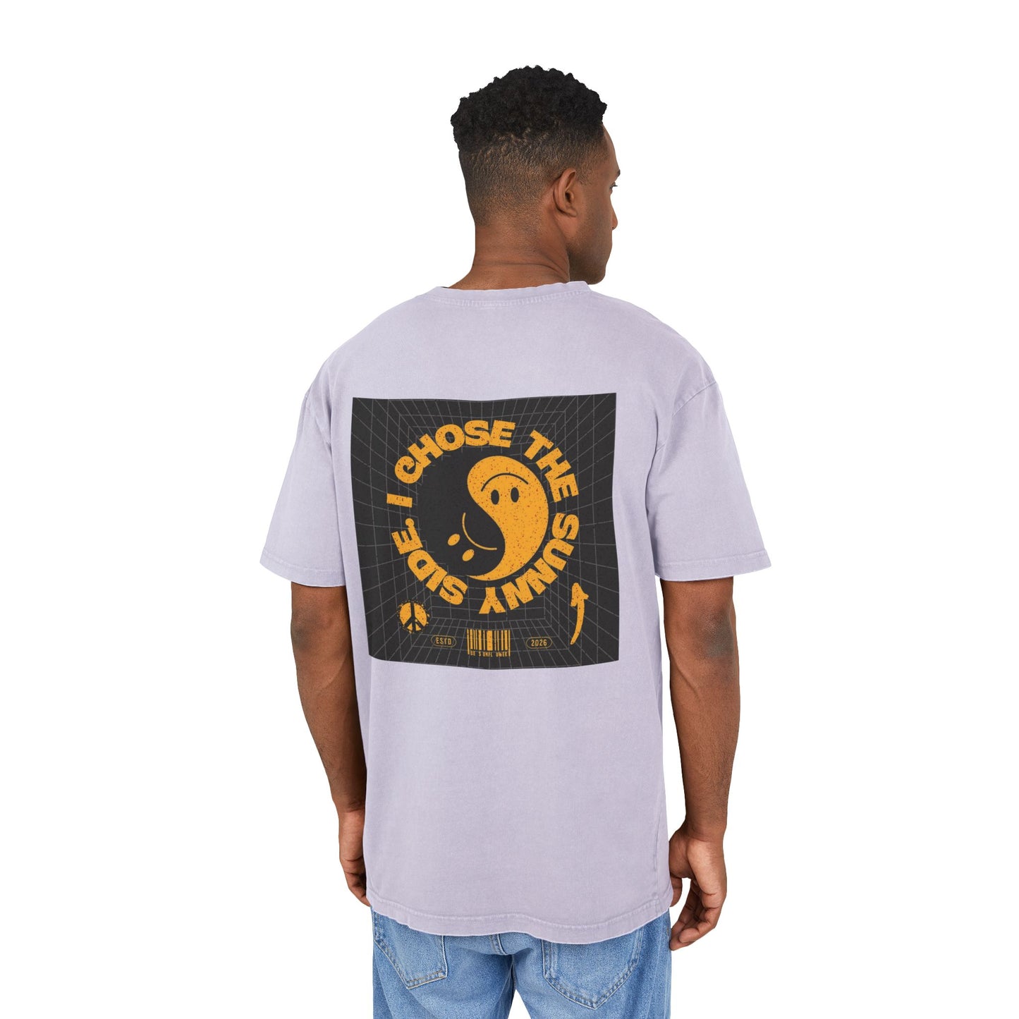 Oversized T-Shirt - Sunny Side Yin-Yang Tee — "I Choose The Sunny Side"