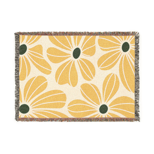 Retro Sunflower Woven Blanket
