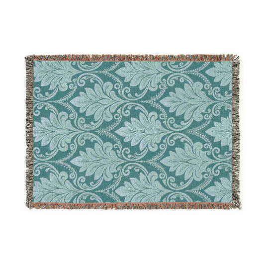 Damask Woven Throw Blanket — Classic Floral Pattern, Cozy Sofa & Bed Blanket