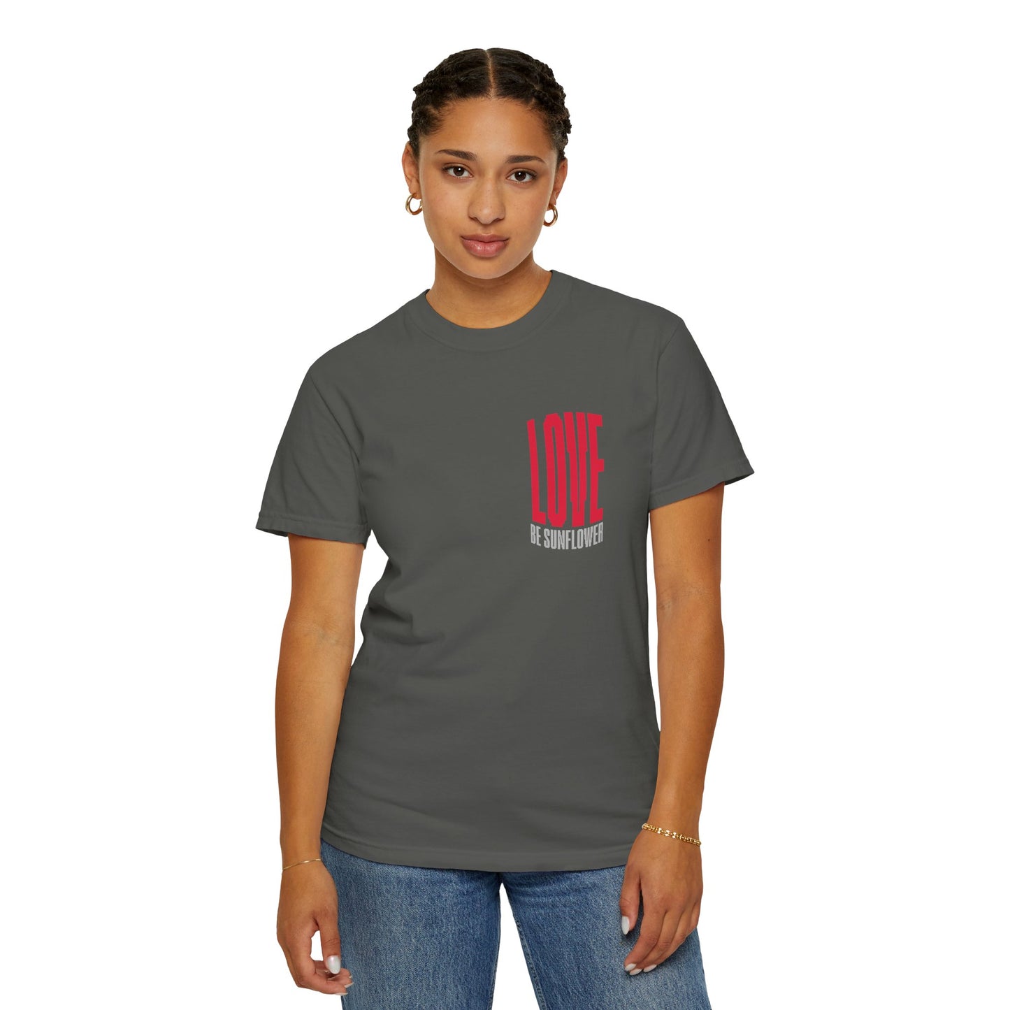 "Love Yourself First" Tee — Inspirational Graphic T-Shirt with 'LOVE' Chest & Back Message